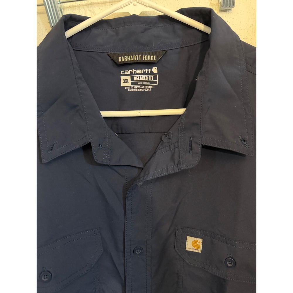 Carhartt Force Mens 3XL Relaxed Fit Navy Short Sleeve Work Shirt TW5292-M